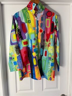 Men's Multicolor Abstract Print Button-Down Shirt